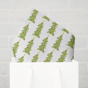 Cute Christmas Trees Retro Holiday Pattern Gift Tissue Paper