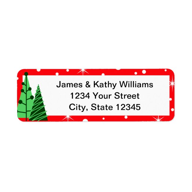 Cute Christmas Trees Return Address Label Stickers (Front)