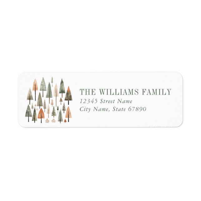 Cute Christmas Trees Return Address Labels (Front)