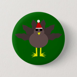 Cute Christmas Turkey Button