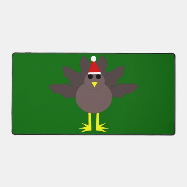 Cute Christmas Turkey Desk Mat (Front)