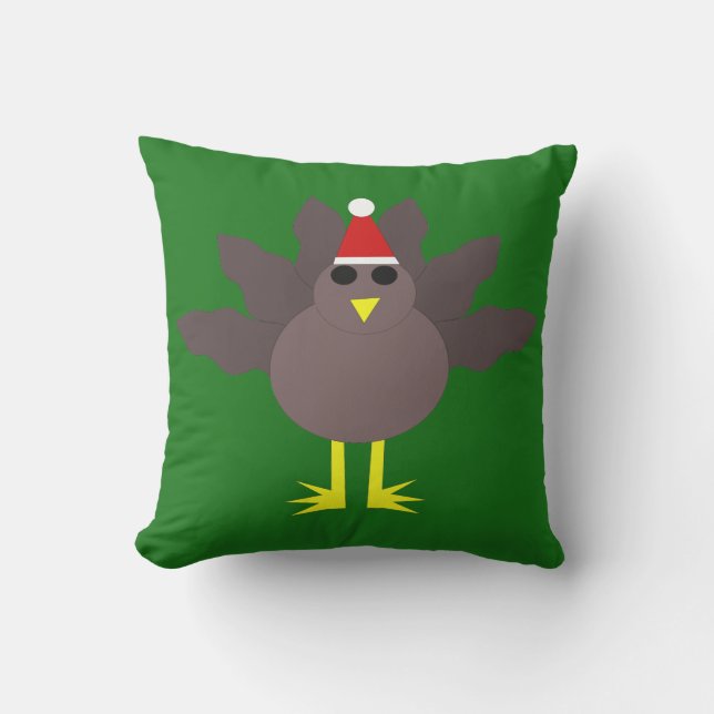 Cute Christmas Turkey Outdoor Pillow (Front)