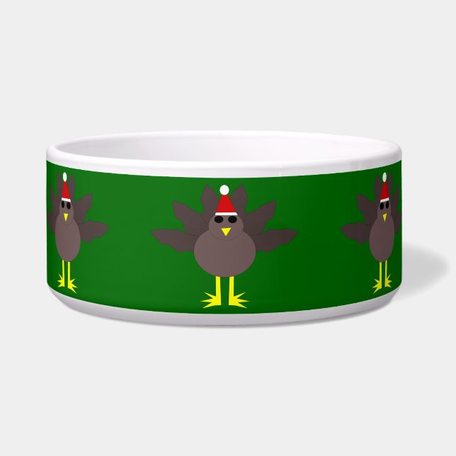 Cute Christmas Turkey Pet Bowl (Front)