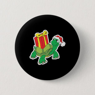 cute christmas turtle 6 cm round badge