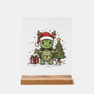 Cute Christmas Turtle Vintage Engraving Shirt Desi Acrylic Sign