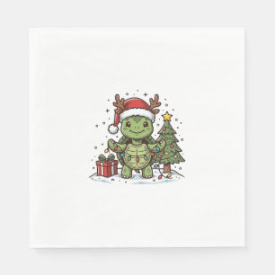 Cute Christmas Turtle Vintage Engraving Shirt Desi Napkin