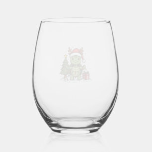 Cute Christmas Turtle Vintage Engraving Shirt Desi Stemless Wine Glass