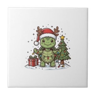 Cute Christmas Turtle Vintage Engraving Shirt Desi Tile