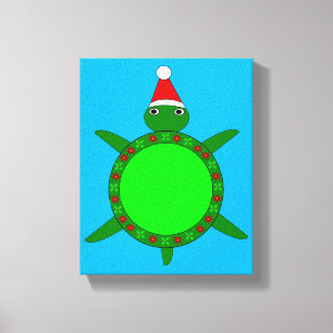 Cute Christmas Turtle with Flowery Shell Canvas Print