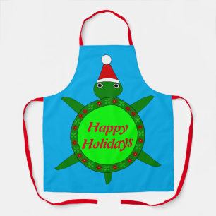 Cute Christmas Turtle with Flowery Shell Custom Apron