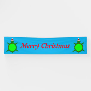 Cute Christmas Turtle with Flowery Shell Custom Banner
