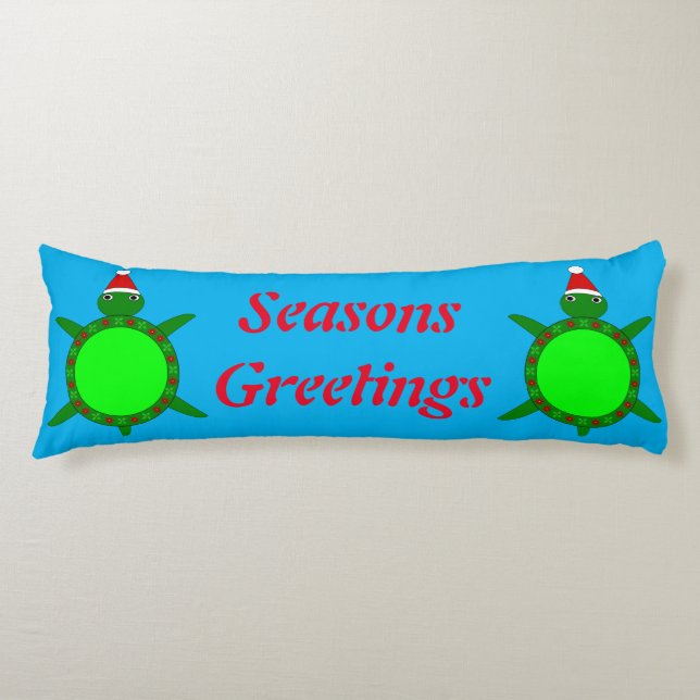 Cute Christmas Turtle with Flowery Shell Custom Body Cushion (Front)
