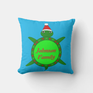 Cute Christmas Turtle with Flowery Shell Custom Cushion