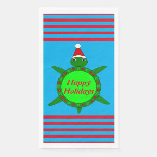 Cute Christmas Turtle with Flowery Shell Custom Napkin