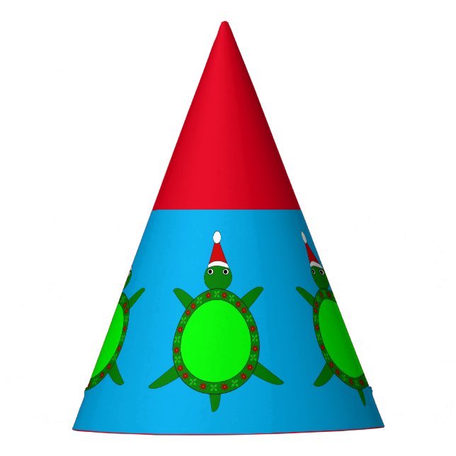 Cute Christmas Turtle with Flowery Shell Custom Party Hat (Front)