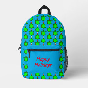 Cute Christmas Turtle with Flowery Shell Custom Printed Backpack