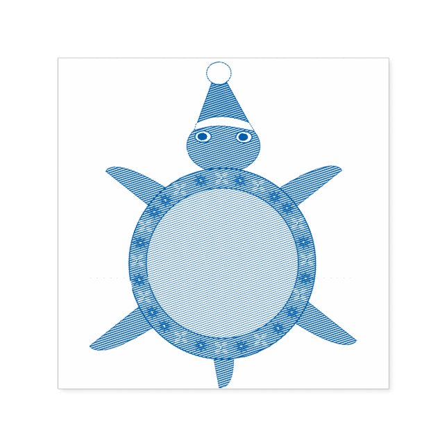Cute Christmas Turtle with Flowery Shell Self-inking Stamp (Design)