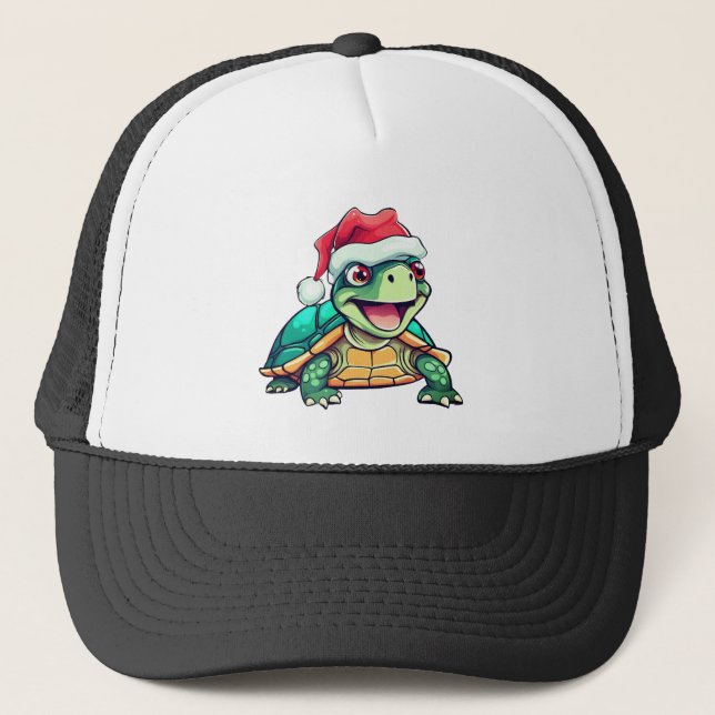 Cute Christmas Turtle With Santa Hat  (Front)