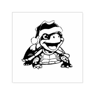 Cute Christmas Turtle With Santa Hat  Self-inking Stamp