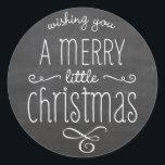 CUTE CHRISTMAS TYPOGRAPHY trendy modern chalkboard Classic Round Sticker<br><div class="desc">A cute sticker design for the festive season. Setup as a template it is easy to customise with your own text - make it yours! Love the design but want to see it altered, in a different colour or for a different product to complete your corporate branding? No worries -...</div>
