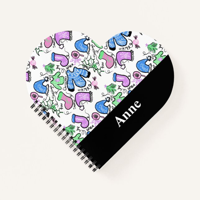 Cute Christmas Ugly Sweater Doodles Swirls Pattern Notebook (Front)