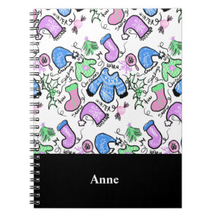 Cute Christmas Ugly Sweater Doodles Swirls Pattern Notebook