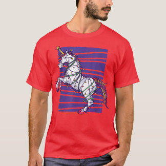 Cute Christmas Unicorn With Xmas Tree Lights Holid T-Shirt