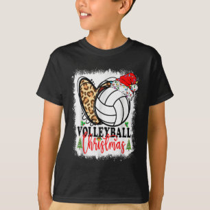 Cute Christmas Volleyball Heartbeat Santa Hat Xmas T-Shirt