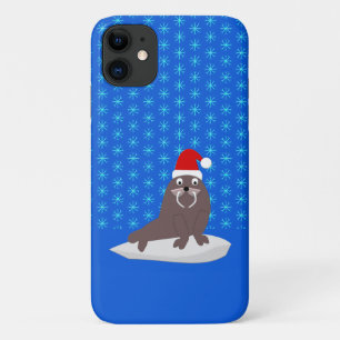 Cute Christmas Walrus and Snowflakes Case-Mate iPhone Case