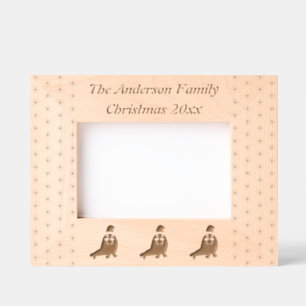 Cute Christmas Walrus and Snowflakes Custom Etched Frames