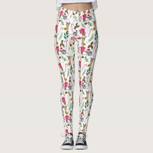 Cute Christmas Watercolor Candy Cane Pattern  Leggings