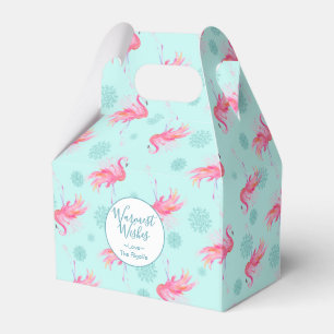 Cute Christmas Watercolor Pink Flamingo Favour Box