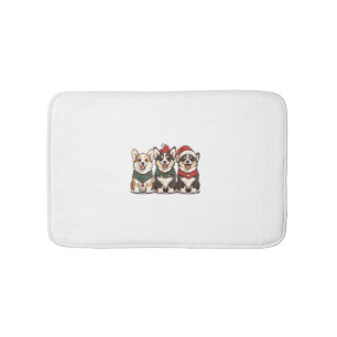Cute Christmas Welsh Corgi Dogs Santa Puppy Holida Bath Mat