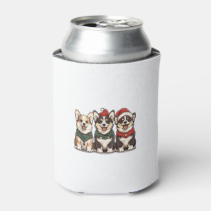 Cute Christmas Welsh Corgi Dogs Santa Puppy Holida Can Cooler