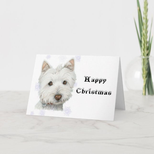 Cute Christmas Westie Dog Gifts Holiday Card (Front)