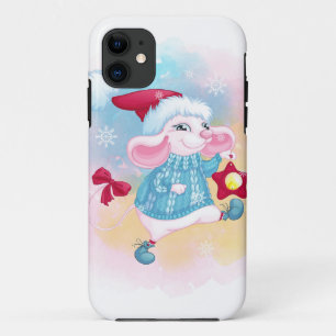 Cute Christmas White Mouse Case-Mate iPhone Case