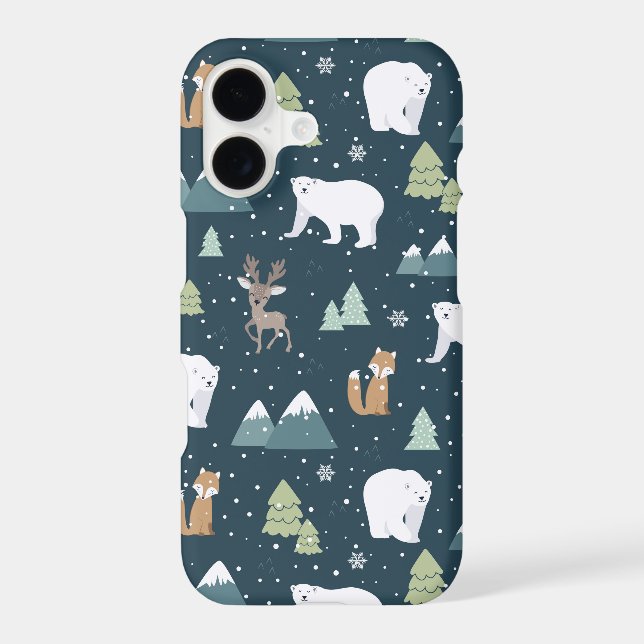 Cute Christmas Winter Animals Rustic Pattern (Back)