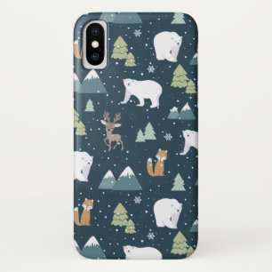 Cute Christmas Winter Animals Rustic Pattern Case-Mate iPhone Case