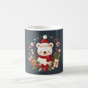 Cute Christmas/Winter bear in wreath Coffee Mug