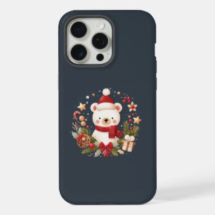 Cute Christmas/Winter bear in wreath iPhone 15 Pro Max Case