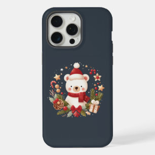 Cute Christmas/Winter bear in wreath iPhone 15 Pro Max Case