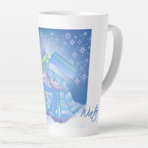Cute Christmas Winter Blues Latte Mug