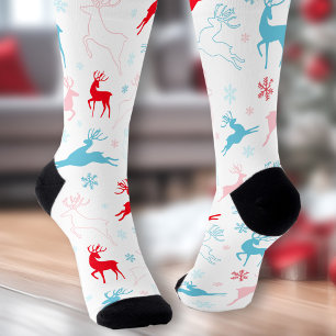 Cute Christmas Winter Deer Personalised Name Socks