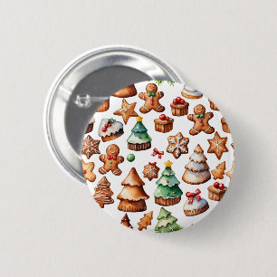 Cute Christmas Winter Gingerbread Illustration 6 Cm Round Badge