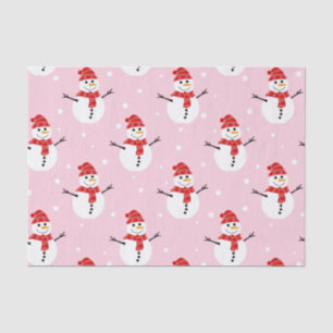 Cute Christmas Winter Snowman Red and Pink Tissue Paper