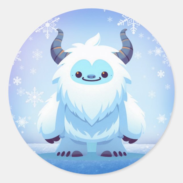 Cute Christmas/winter yeti Classic Round Sticker (Front)