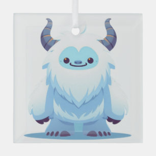 Cute Christmas/winter yeti Glass Tree Decoration
