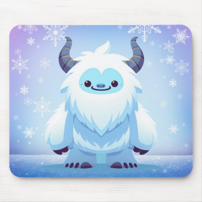 Cute Christmas/winter yeti Mouse Pad (Front)