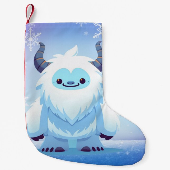 Cute Christmas/winter yeti Small Christmas Stocking (Front)