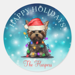 Cute Christmas Wish Happy Holidays Dog Pet Custom Classic Round Sticker